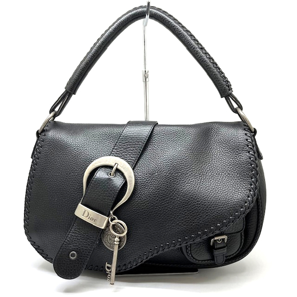 Dior Handbags - Christian Dior Gaucho Saddle Bag Leather Black